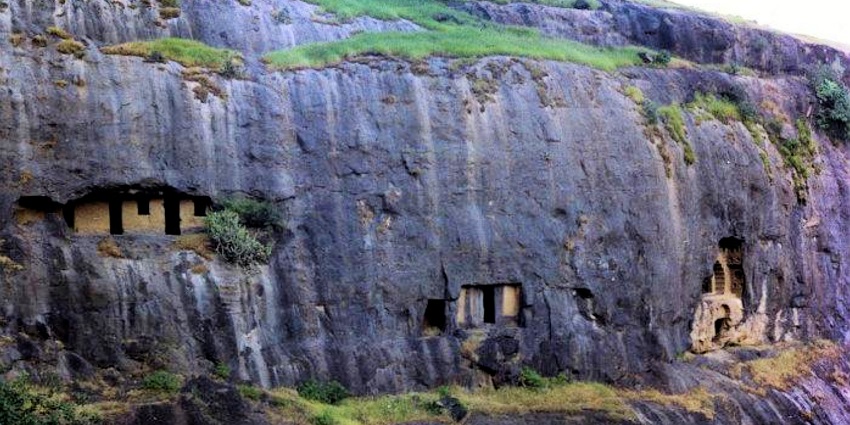 Lenyadri Caves nestled in a rocky hilltop, offering panoramic views of the surrounding landscape