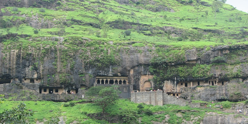 Panoramic view of Lenyadri Caves, a stunning and popular destination near Hasdar Fort.