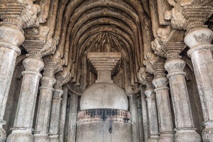 An image showcasing the beautiful and astonishing architecture of the Lenyadri Caves