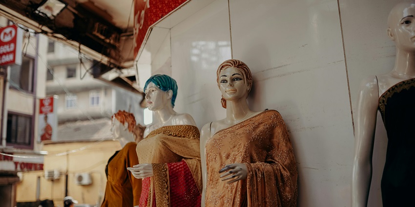 An image of mannequins displaying colourful stunning pieces at a popular venue.