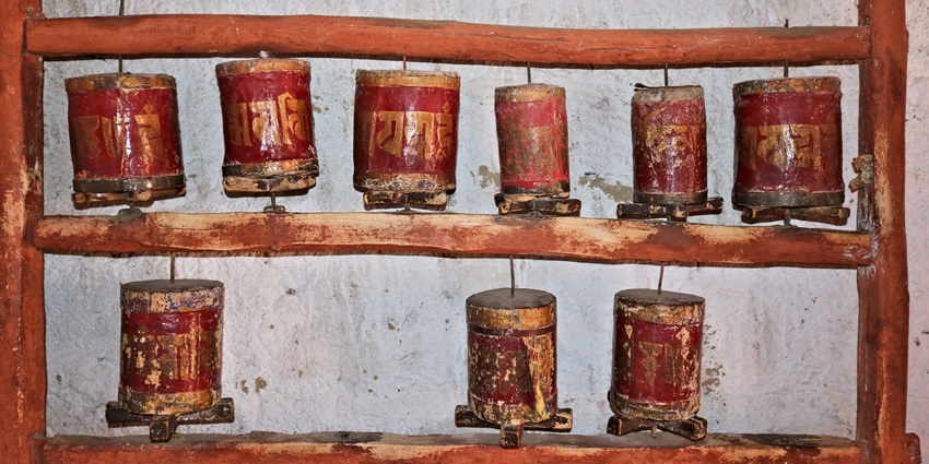 Prayer wheels in Likir Gompa / Ladakh.