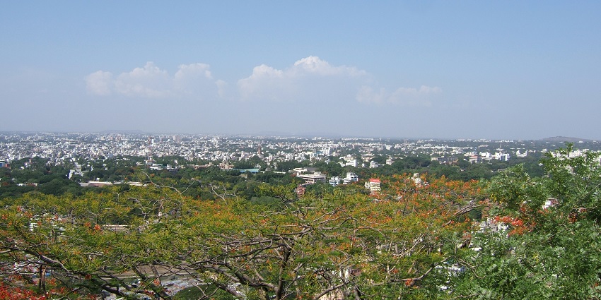 An aerial view of Pune, Maharashtra, showcasing the city's residential buildings.