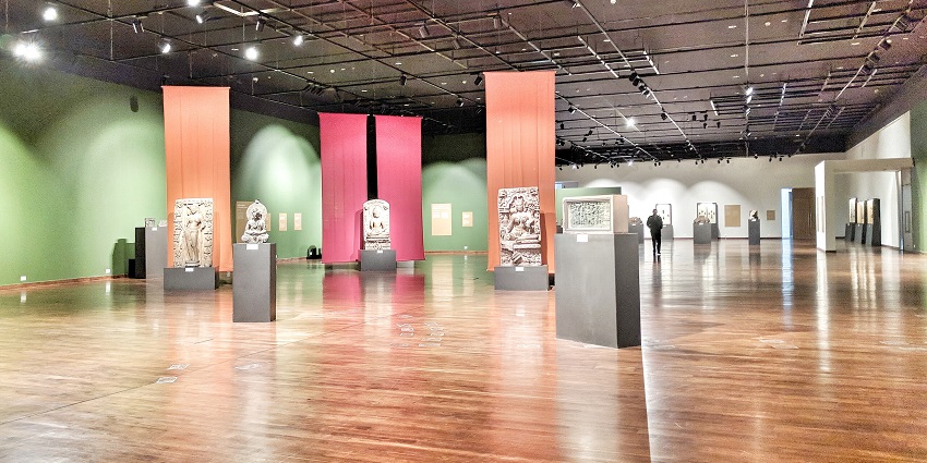 View Inside the galleries of the museum with exhibitions in display