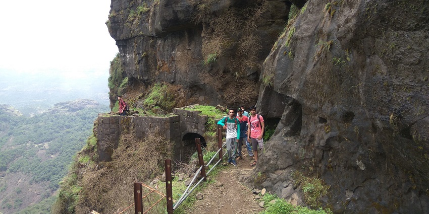 The impressive Trimbak Darwaja of Ratangad Fort, showcasing its historical architecture