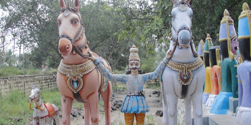 Image of Pachaiamman Temple Interior design with colourful statues and idols