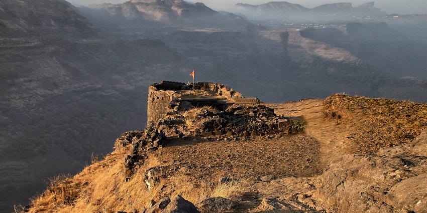Rajmachi Fort, a famous place near Maharashtra, showcasing historical ruins and views.