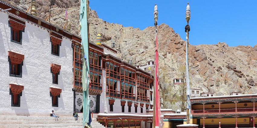 The Hemis Monastery located in Ladakh on a high altitude between the mountains.