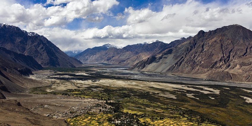 Breathtaking view of Nubra Valley, near the famous Panamik hot spring area.