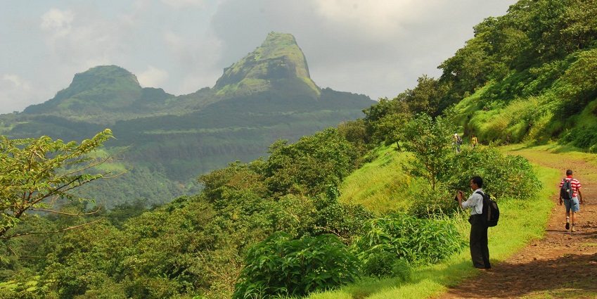 View of the majestic fort from Lonavala's scenic Rajmachi trekking route