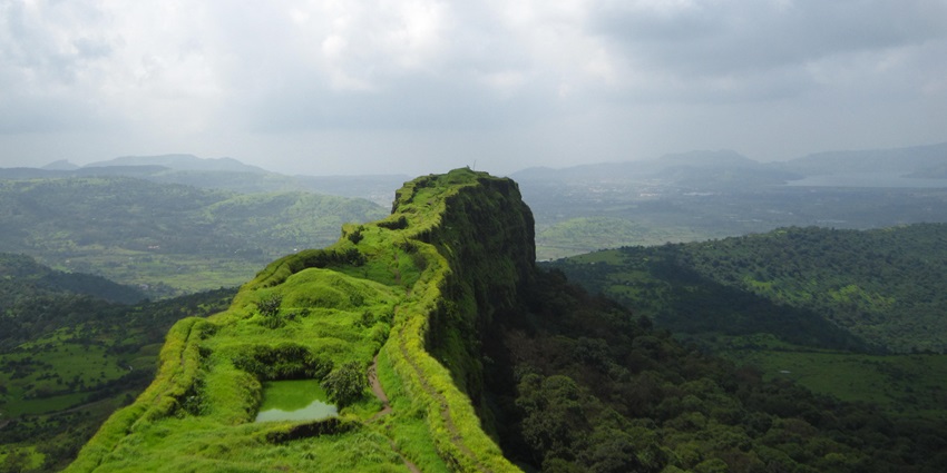 Lohagad Fort surrounded by greenery, a popular place to visit near Mumbai within 100 km