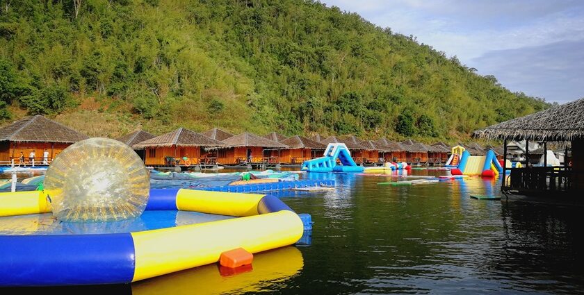 A vibrant view of Lohegaon Water Park among villages, which tends to be peaceful and calm.