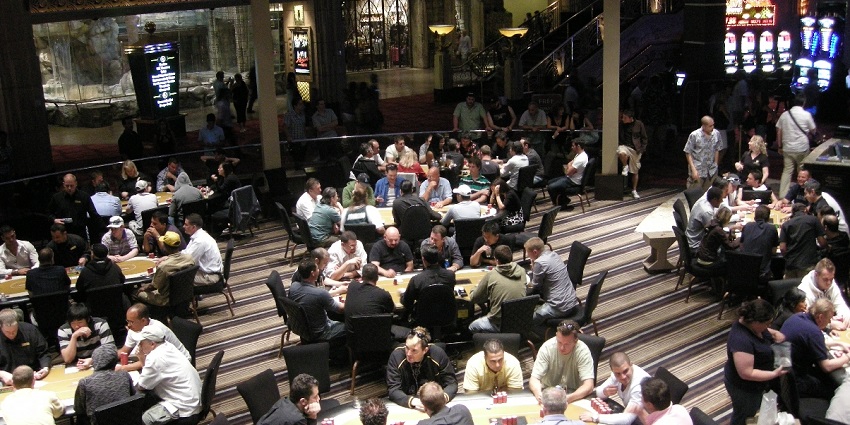 People gathered for a poker night.