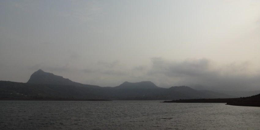 Picturesque view of the lake, a popular destination near the Korigad fort