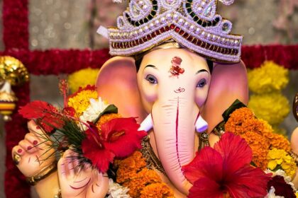 Lord Ganesha at Mayureshwar Temple, one of the top Ashtavinayak Temples in Maharashtra.