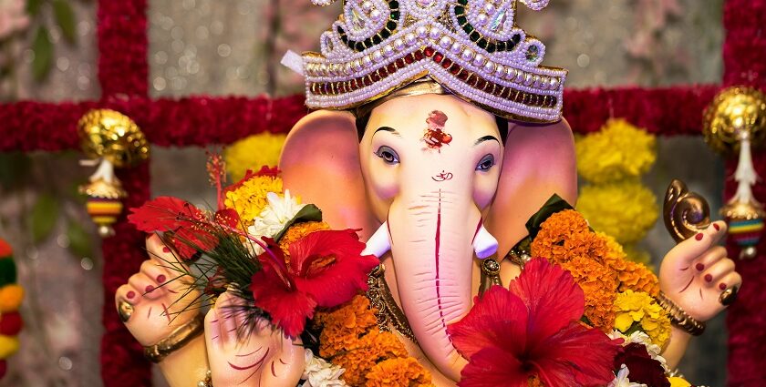 Lord Ganesha at Mayureshwar Temple, one of the top Ashtavinayak Temples in Maharashtra.