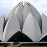 Lotus Temple in New Delhi, showcasing its unique lotus-shaped architecture.