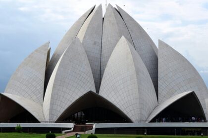 Lotus Temple in New Delhi, showcasing its unique lotus-shaped architecture.