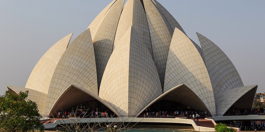 The Lotus Temple is an architectural marvel, popular for its lotus-shaped structure.