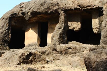 Mahakali Caves in Andheri East, Mumbai, showcasing ancient rock-cut architecture.