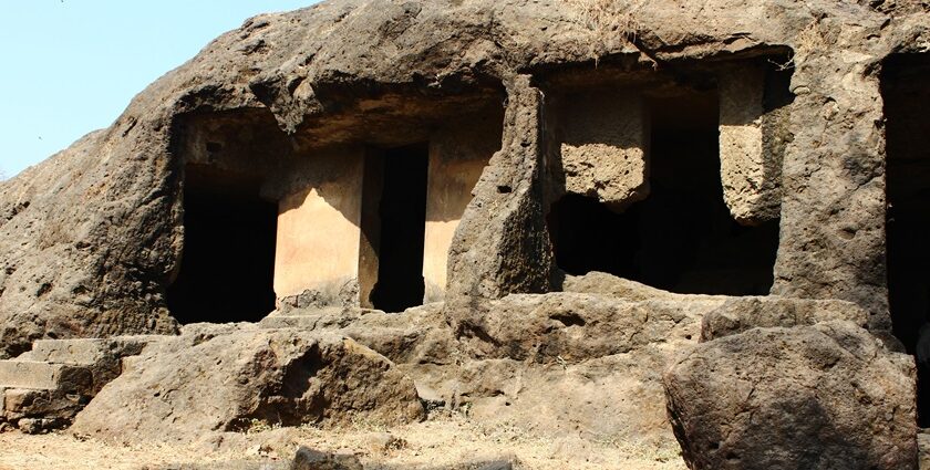 Mahakali Caves in Andheri East, Mumbai, showcasing ancient rock-cut architecture.