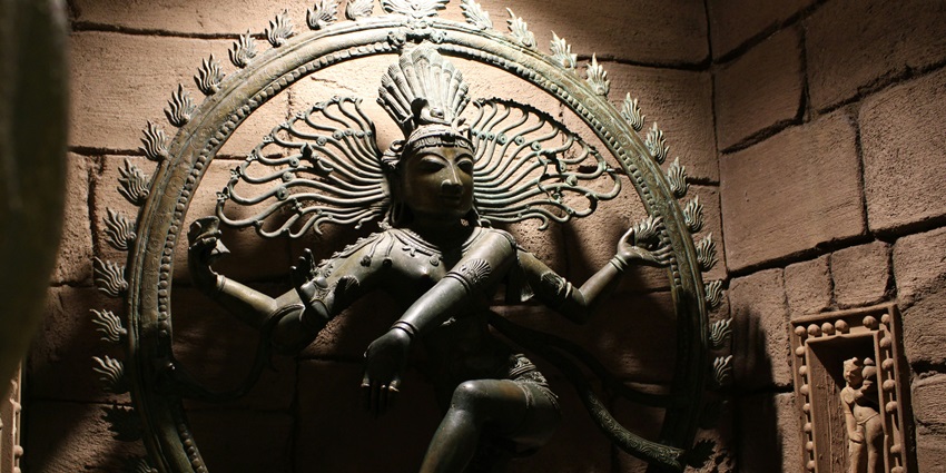 Image of a hindu idol devi maa on the wall, Mahakali Mandir - making it a spiritual centre in the region