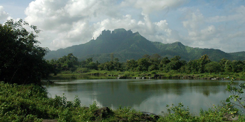 Scenic view of Mahuli Fort from Pivali Villagea, a tourist attraction near Agashiv Caves