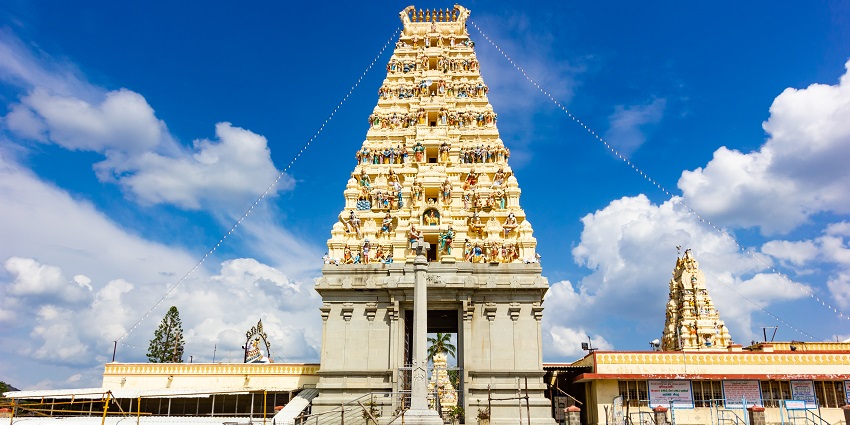 Hilltop shrine of Male Mahadeshwara Betta, a pilgrimage site in Karnataka’s forests.