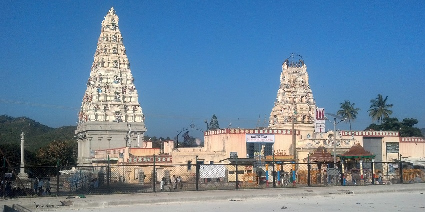 The sacred Malle Mahadeshwara Temple, nestled in the hills of Karnataka