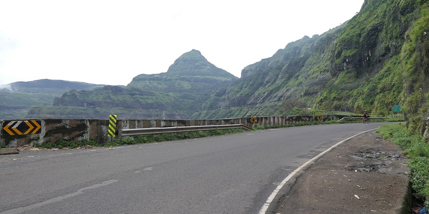 Scenic view of Malshej Ghat, near Naneghat Caves in Maharashtra, with hills.