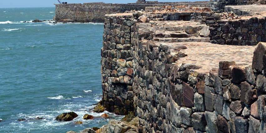 A vibrant view of Malvan fort, showcasing the rich blue sea.