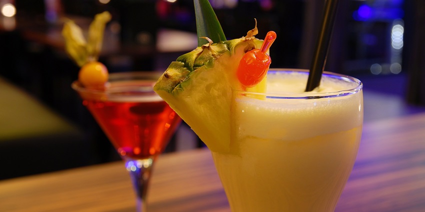 A variety of cocktails provided at the club during one of the parties in North Goa.