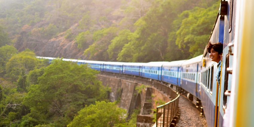 : View of a train in Manmad as it is known for its cultural history and train crossroads.