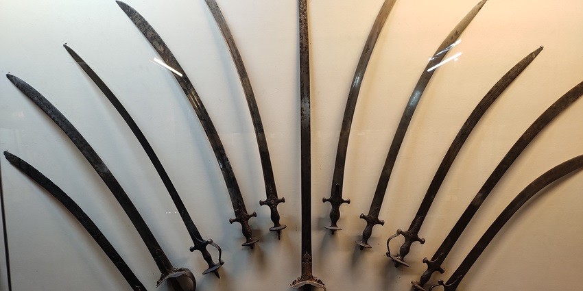 Maratha weapons at an art museum in Pune showcasing historical arms