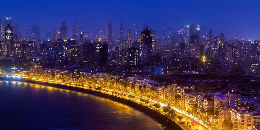 Marine Drive, a scenic coastal road in Mumbai, located near Jehangir Art Gallery.
