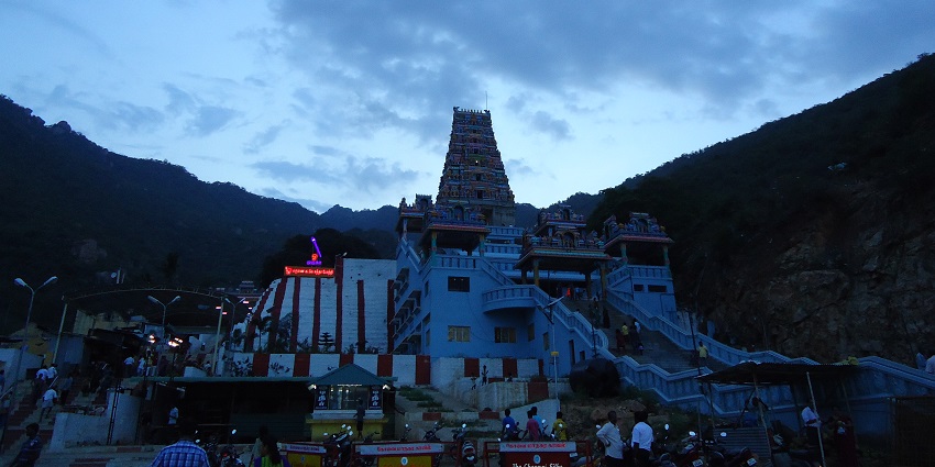Outer view of Marudhamalai Murugan Temple, one of the important hill temples in Coimbatore