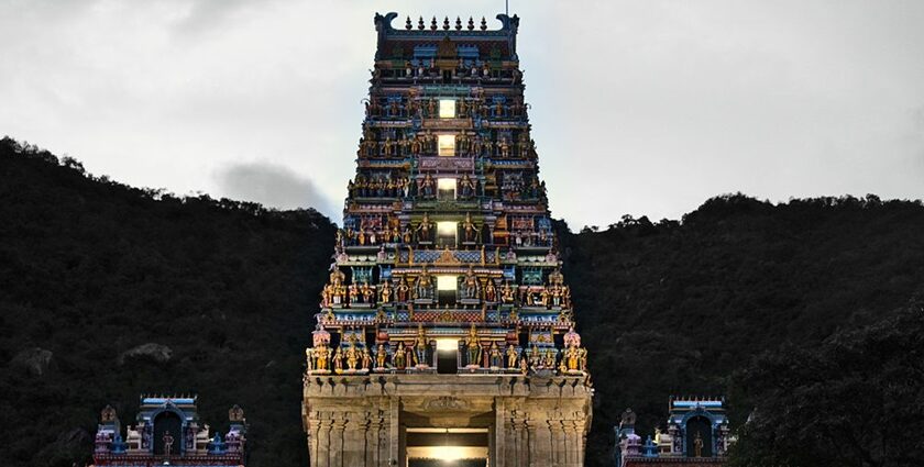 The Marudhamalai Temple standing tall in the Coimbatore city.