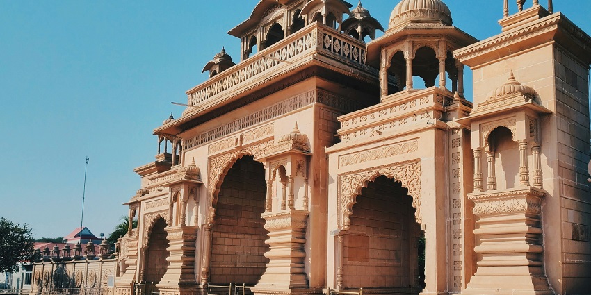 Panaromic image of the beautiful temple building in the state of Aryas