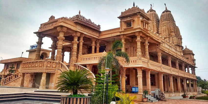 Majestic view of the temple showcasing intricate architecture