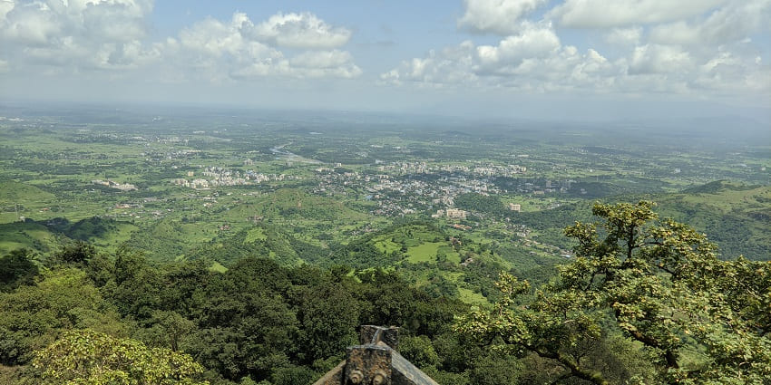 Panoramic view of Matheran, a famous hill station in Maharashtra, showcasing its natural beauty.