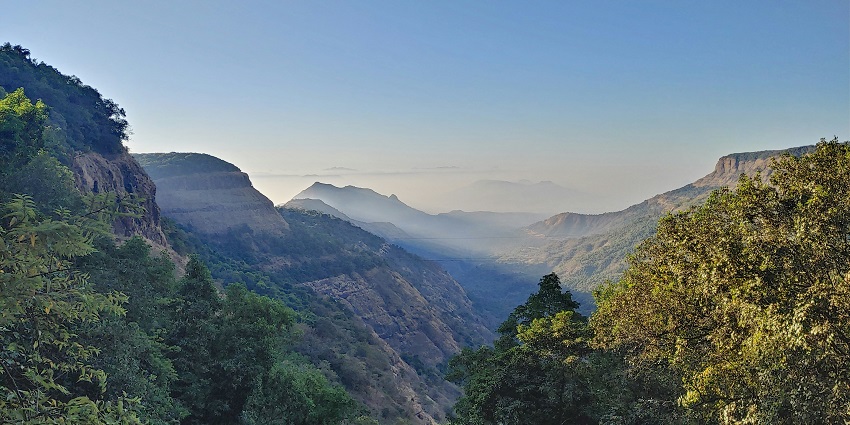 A foggy pathway in the forests of Matheran located in the Raigad District of Maharashtra.