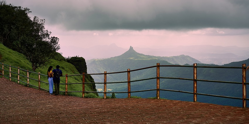 A foggy pathway in the forests of Matheran located in the Raigad District of Maharashtra.