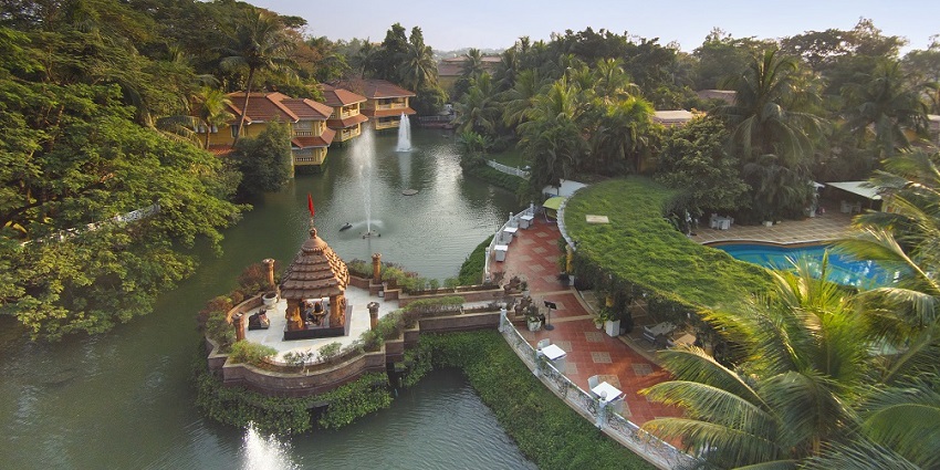 Elegant resort with beautiful lagoons and lush greenery surroundings.