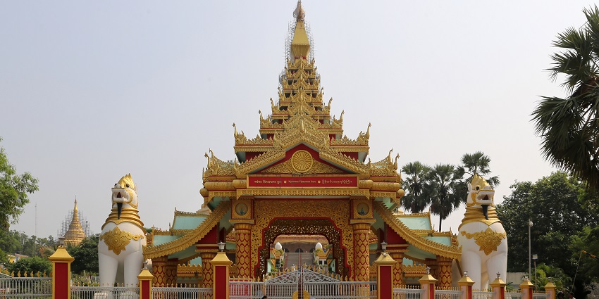 A picture of a Buddha temple taken from a distance