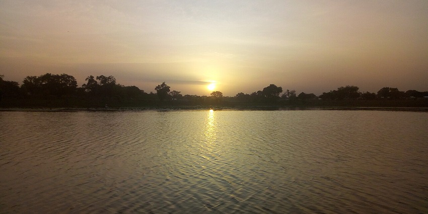 Snapshot the Tranquil Lake Okpara at sunset near Parakou, Benin