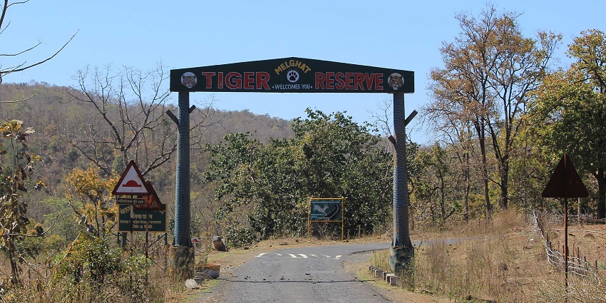 Inviting entry gate of Melghat Tiger Reserve beside the scenic stone bridge.