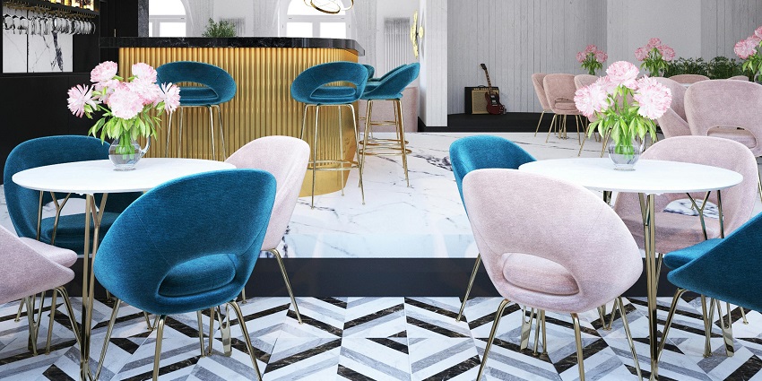 A picture of a restaurant and bar in Rishikesh with lavish interiors and seating