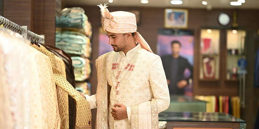 A store for men’s traditional wedding attire promising a great quality and large variety.