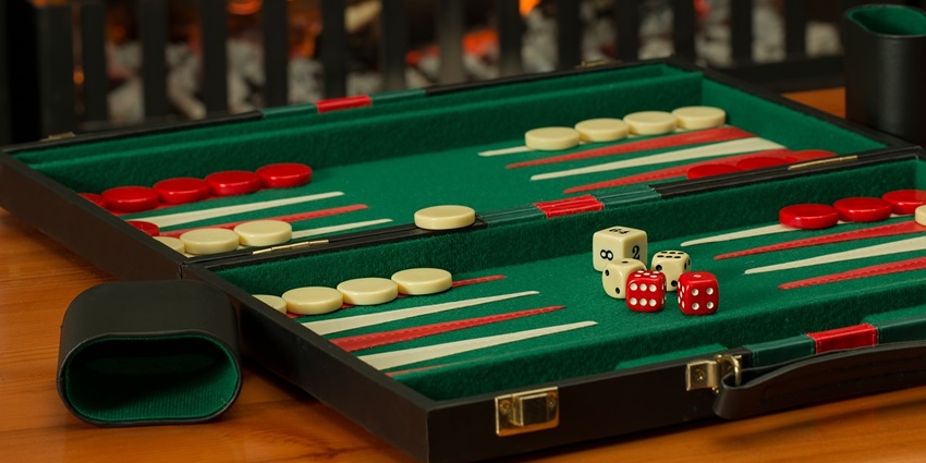 A picture taken at a casino showing a board game with dice