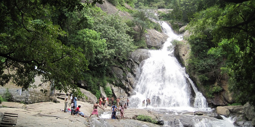 The Monkey Falls in Coimbatore a tourist attraction usually crowded by the visitors.