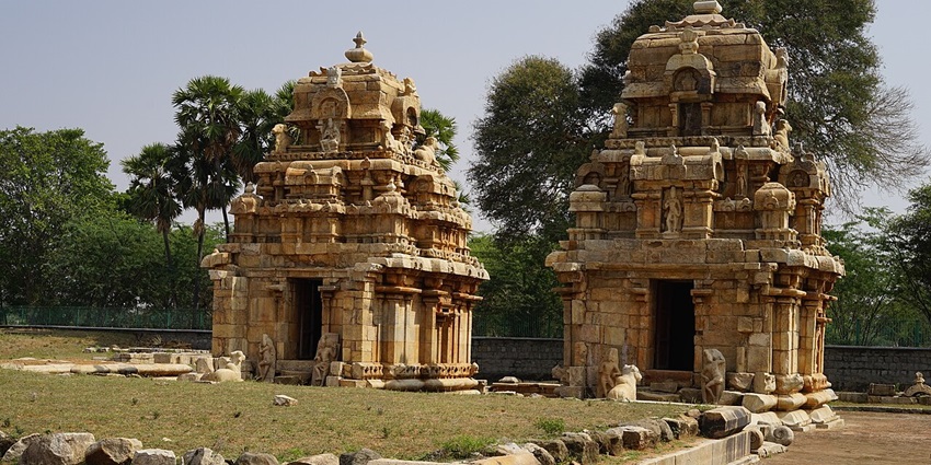 A glimpse of Moovar Koil in Kodumbalur, a historic Chola-era temple complex with rich stone carvings.